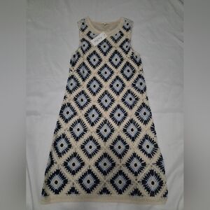 Dress in Blue and Cream